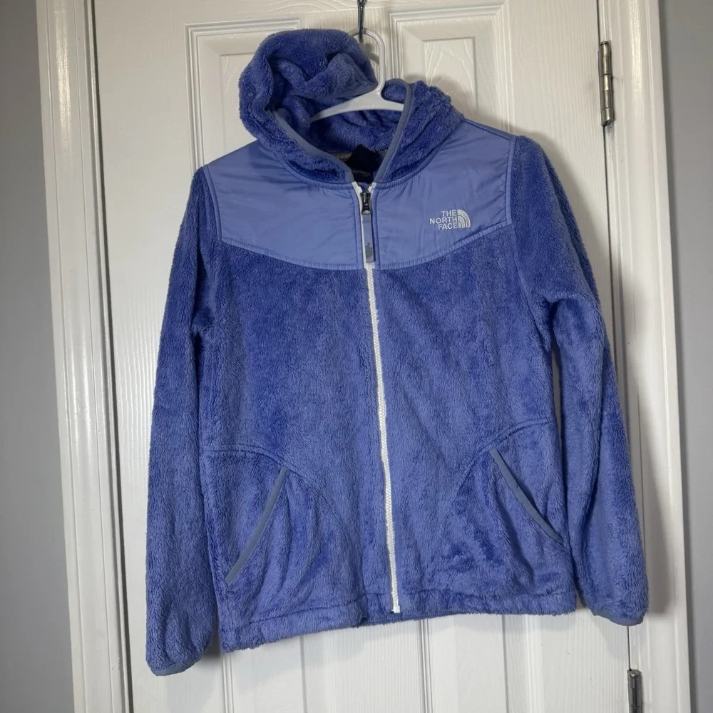 The North‎ Face Jacket Hoodie Girls Size L 14 16 Sherpa Purple Fleece Full Zip